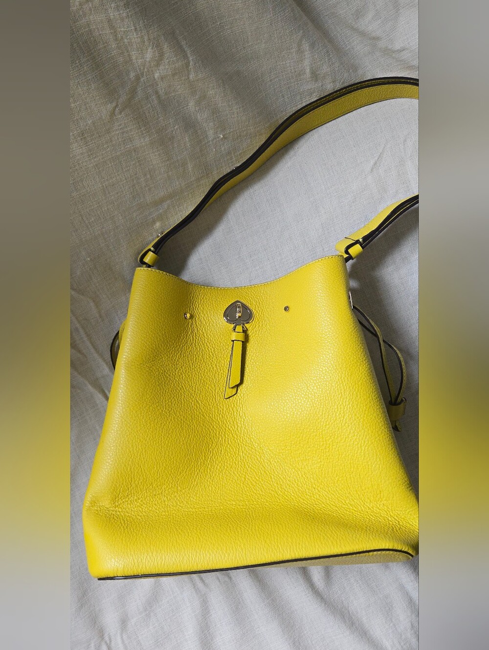 Kate Spade New York Marti Pebbled Leather Bucket Shoulder Bag Yellow